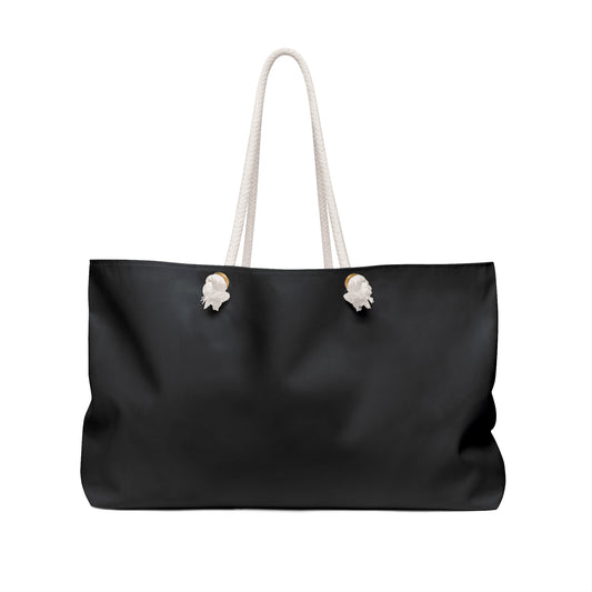 Luxury Text Logo Weekender Bag | Black and Gold Luggage Tote