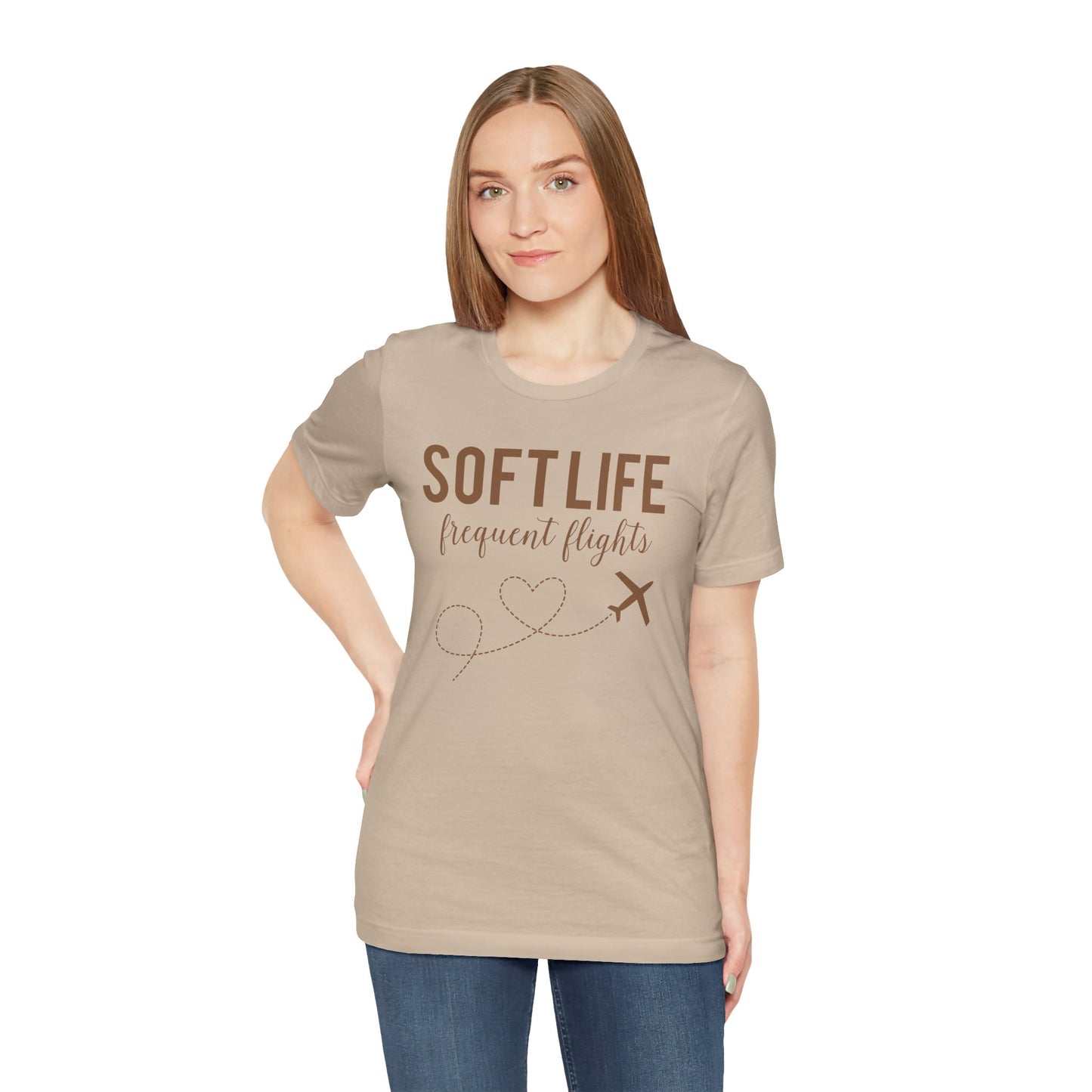 Soft Life frequent flights Tee | Travel Plane Heart Graphic Shirt