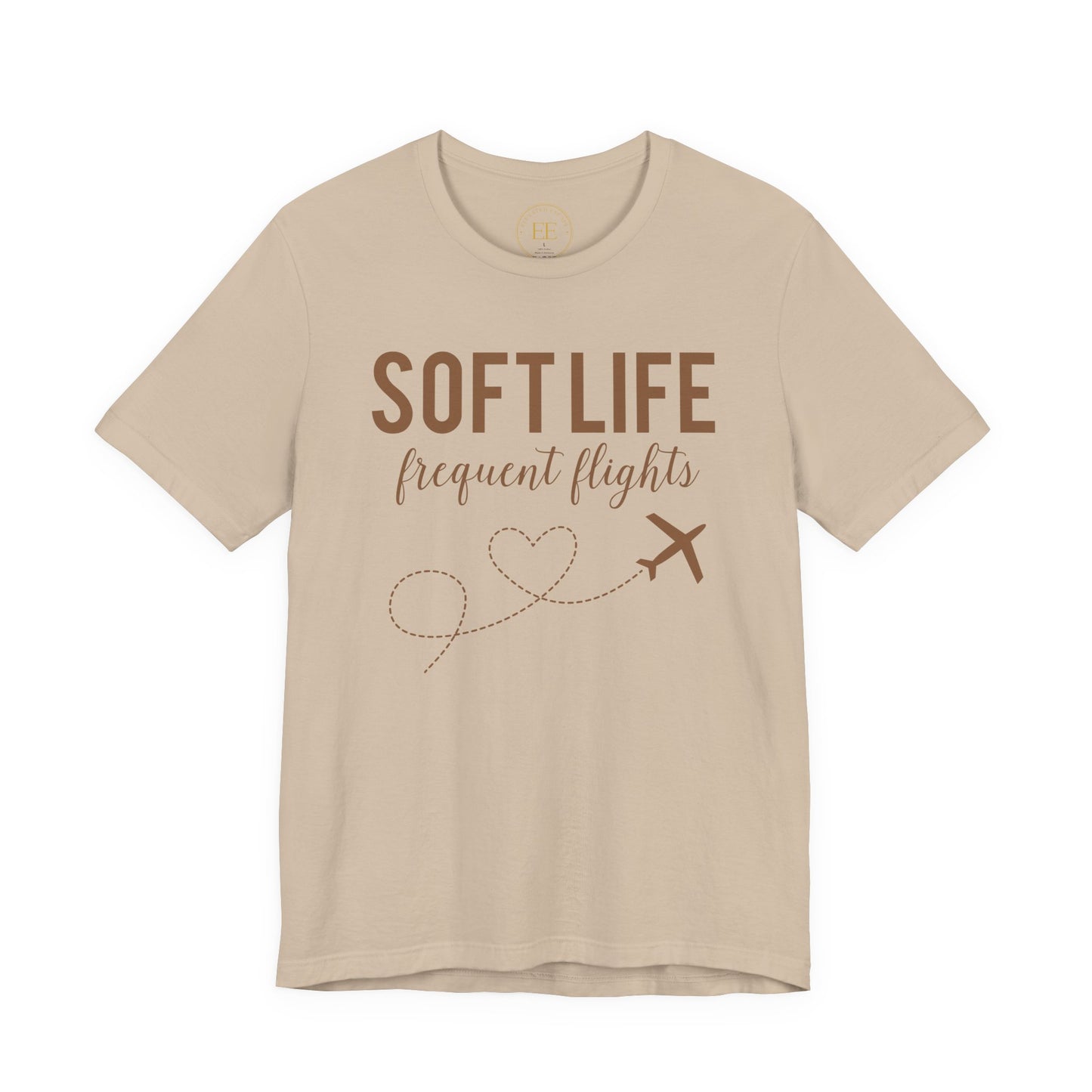 Soft Life frequent flights Tee | Travel Plane Heart Graphic Shirt