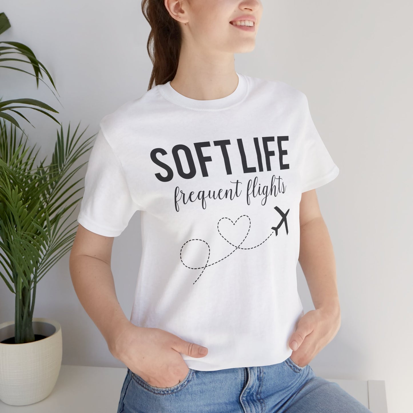 Soft Life frequent flights Tee | Travel airplane heart design