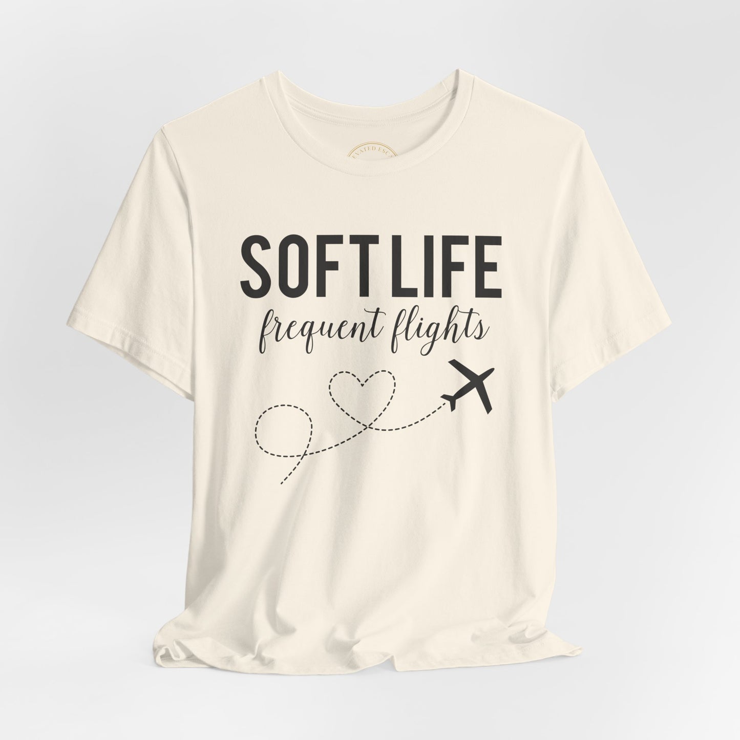 Soft Life frequent flights Tee | Travel airplane heart design