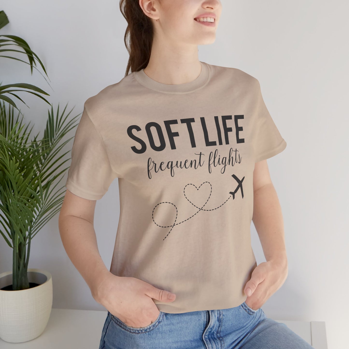 Soft Life frequent flights Tee | Travel airplane heart design