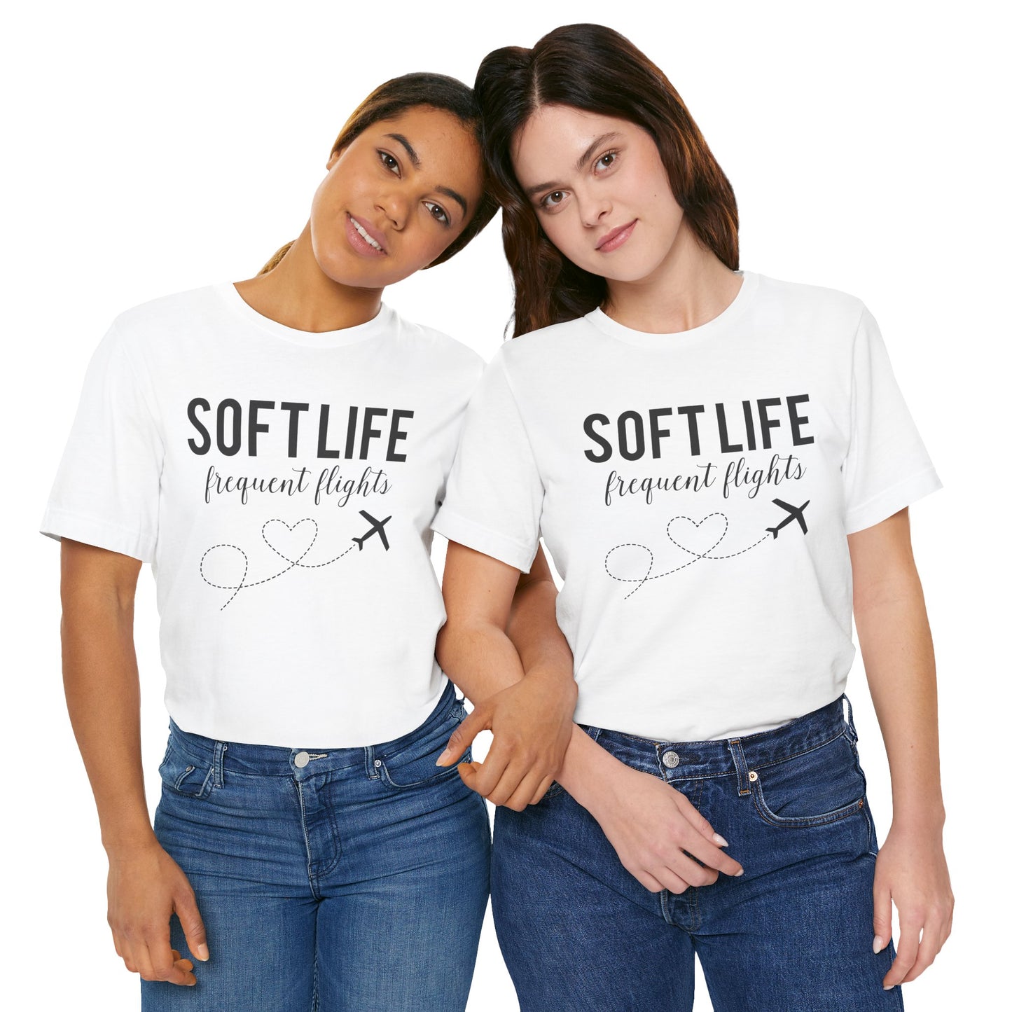 Soft Life frequent flights Tee | Travel airplane heart design