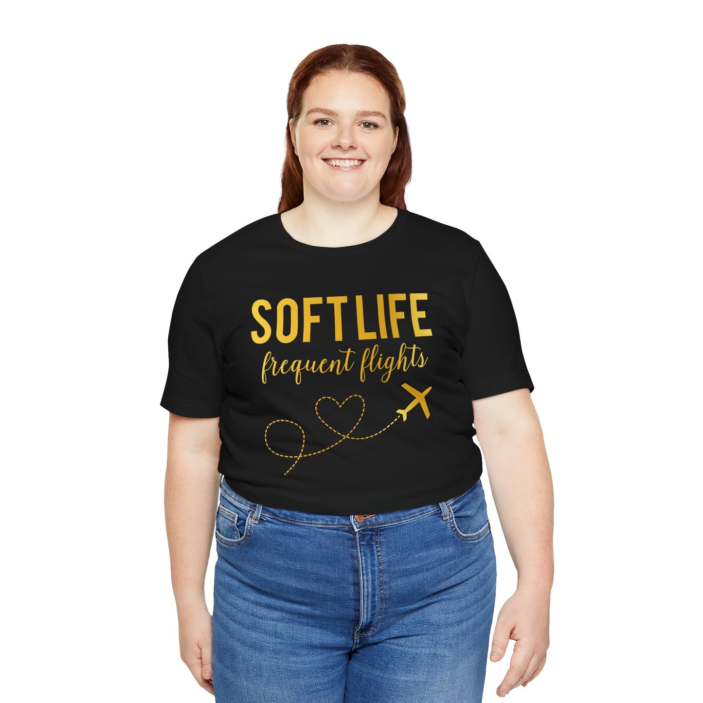 Soft Life frequent flights Tee | Travel airplane heart design