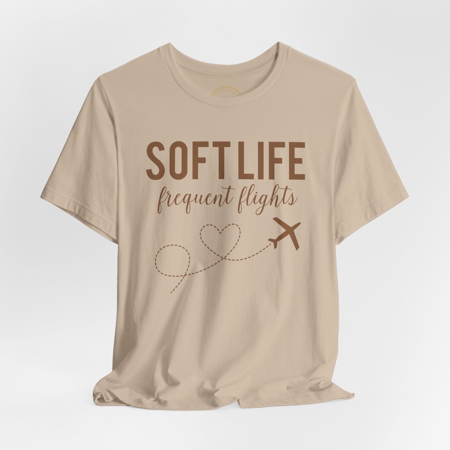 Soft Life frequent flights Tee | Travel Plane Heart Graphic Shirt