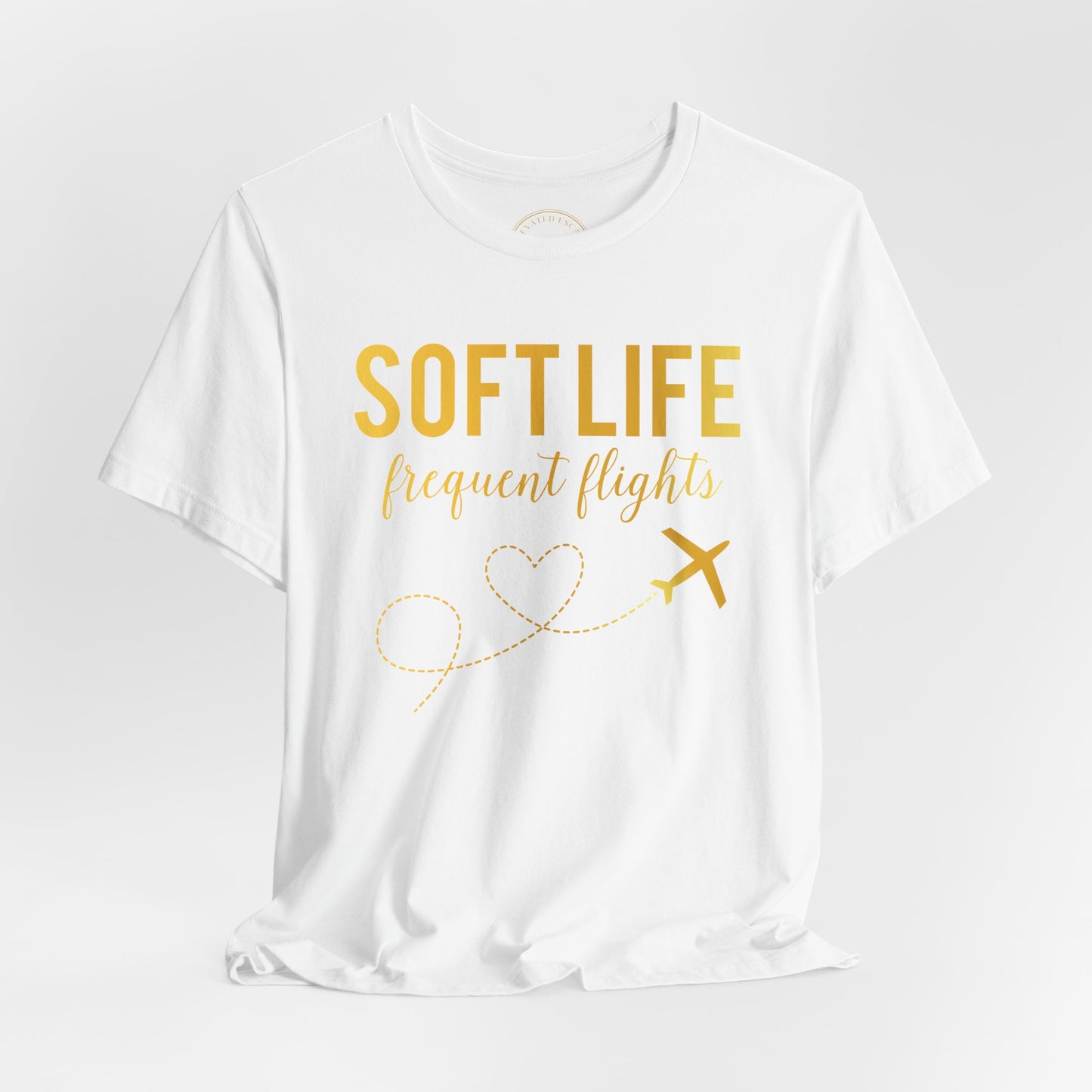 Soft Life frequent flights Tee | Travel airplane heart design