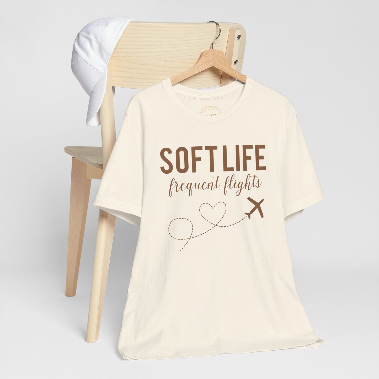 Soft Life frequent flights Tee | Travel Plane Heart Graphic Shirt