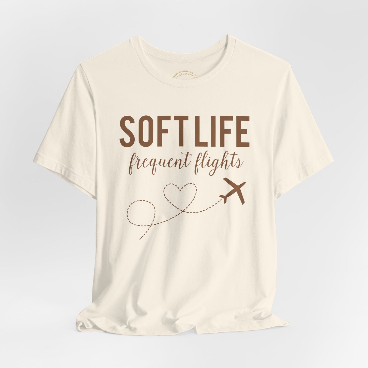 Soft Life frequent flights Tee | Travel Plane Heart Graphic Shirt