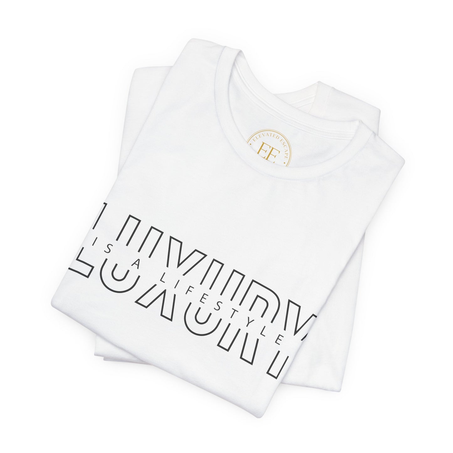 LUXURY Outline Tee | White Graphic T-Shirt, Minimal Text Design