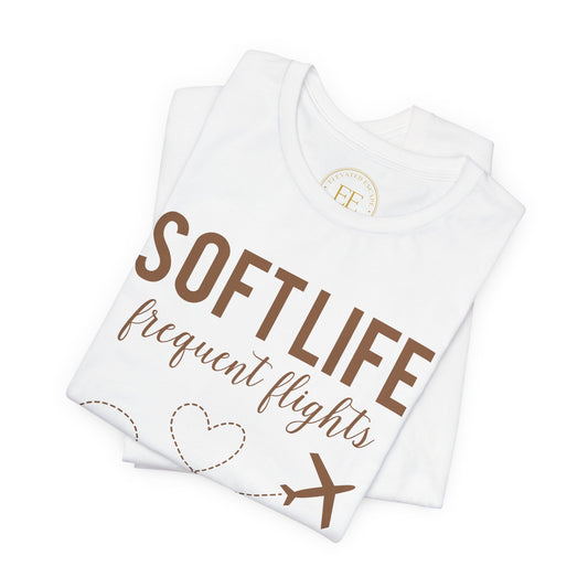 Soft Life frequent flights Tee | Travel Plane Heart Graphic Shirt
