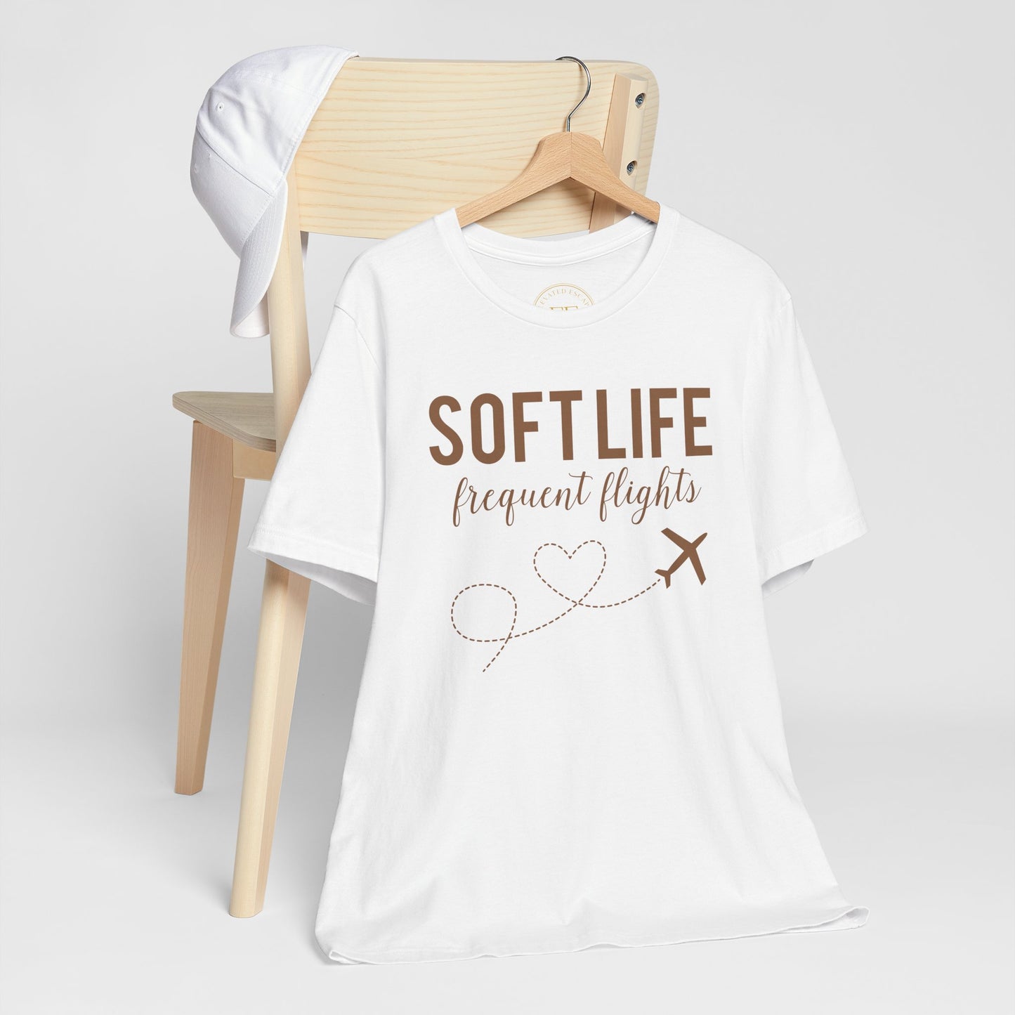 Soft Life frequent flights Tee | Travel Plane Heart Graphic Shirt