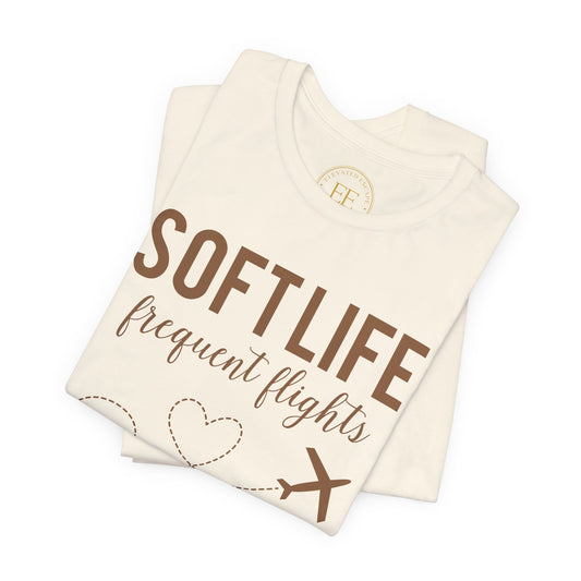 Soft Life frequent flights Tee | Travel Plane Heart Graphic Shirt