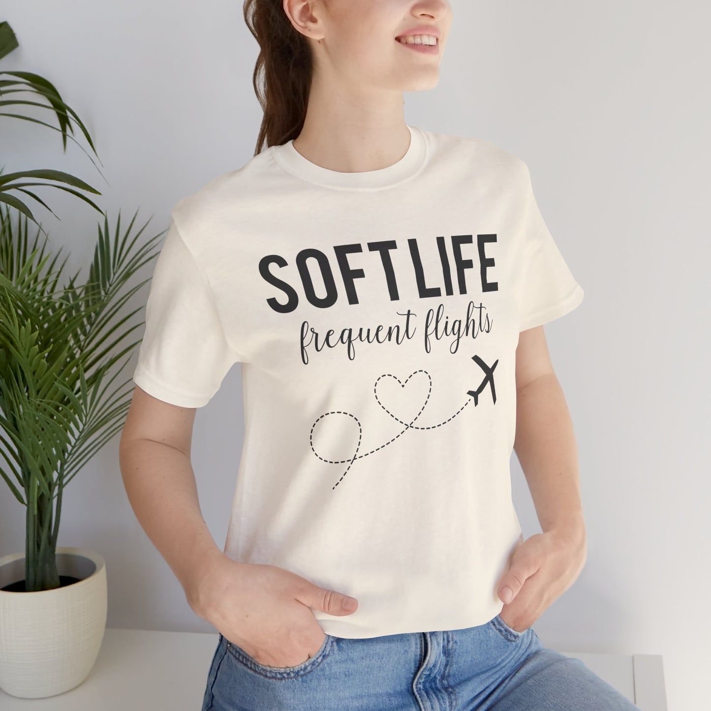 Soft Life frequent flights Tee | Travel airplane heart design