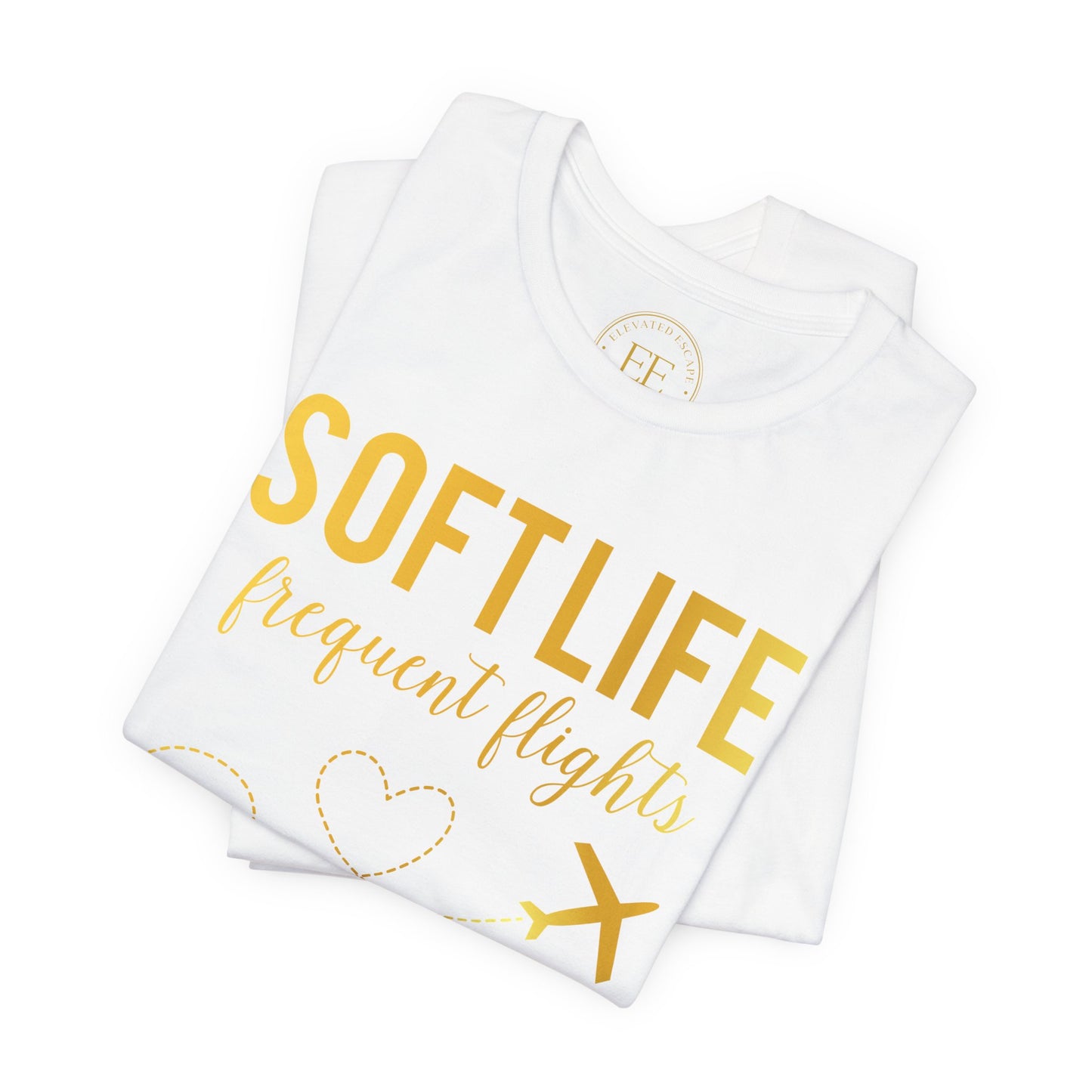 Soft Life frequent flights Tee | Travel airplane heart design