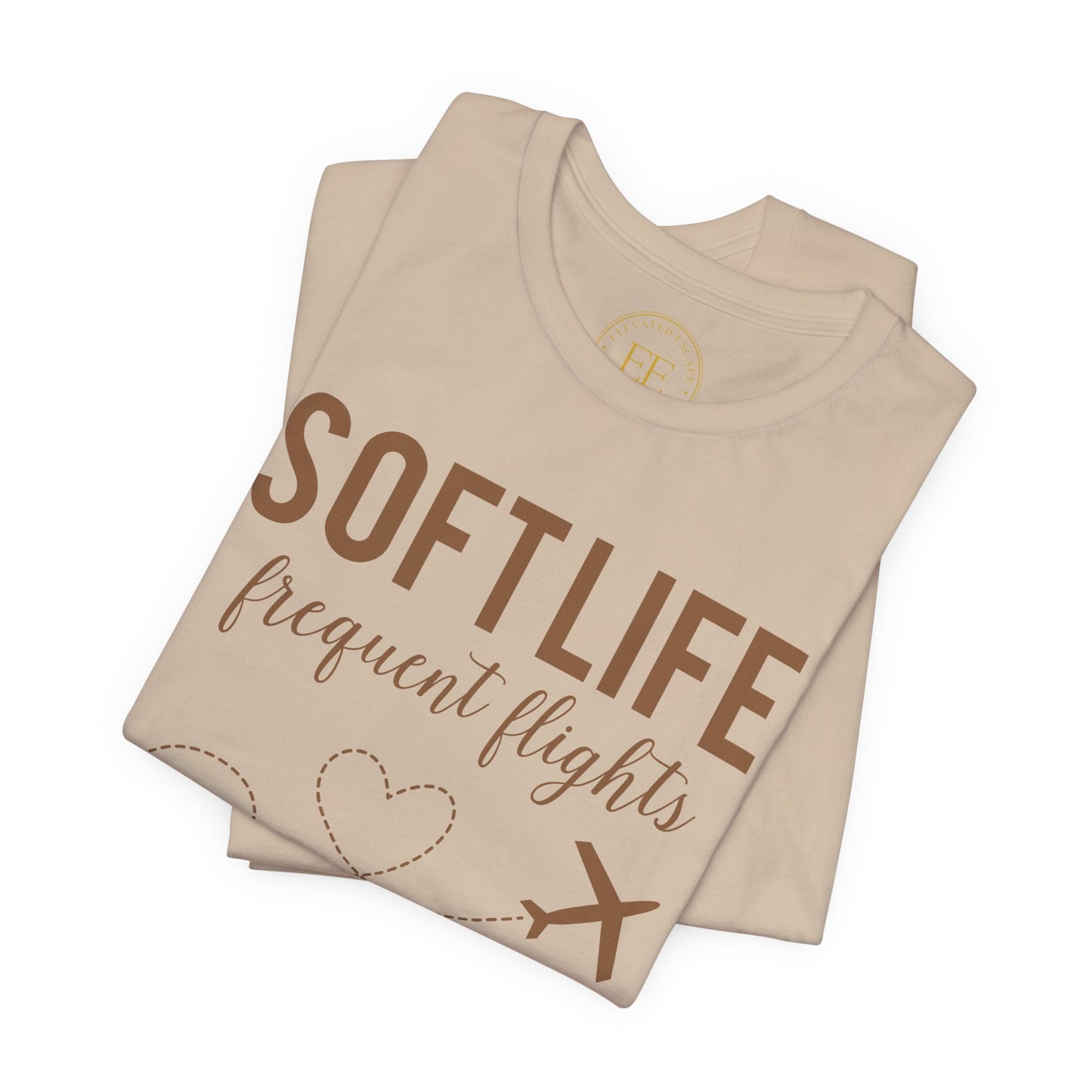 Soft Life frequent flights Tee | Travel Plane Heart Graphic Shirt