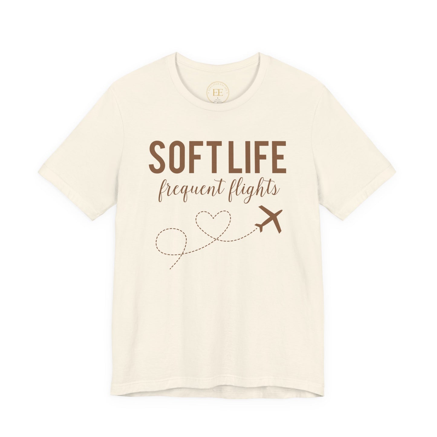 Soft Life frequent flights Tee | Travel Plane Heart Graphic Shirt