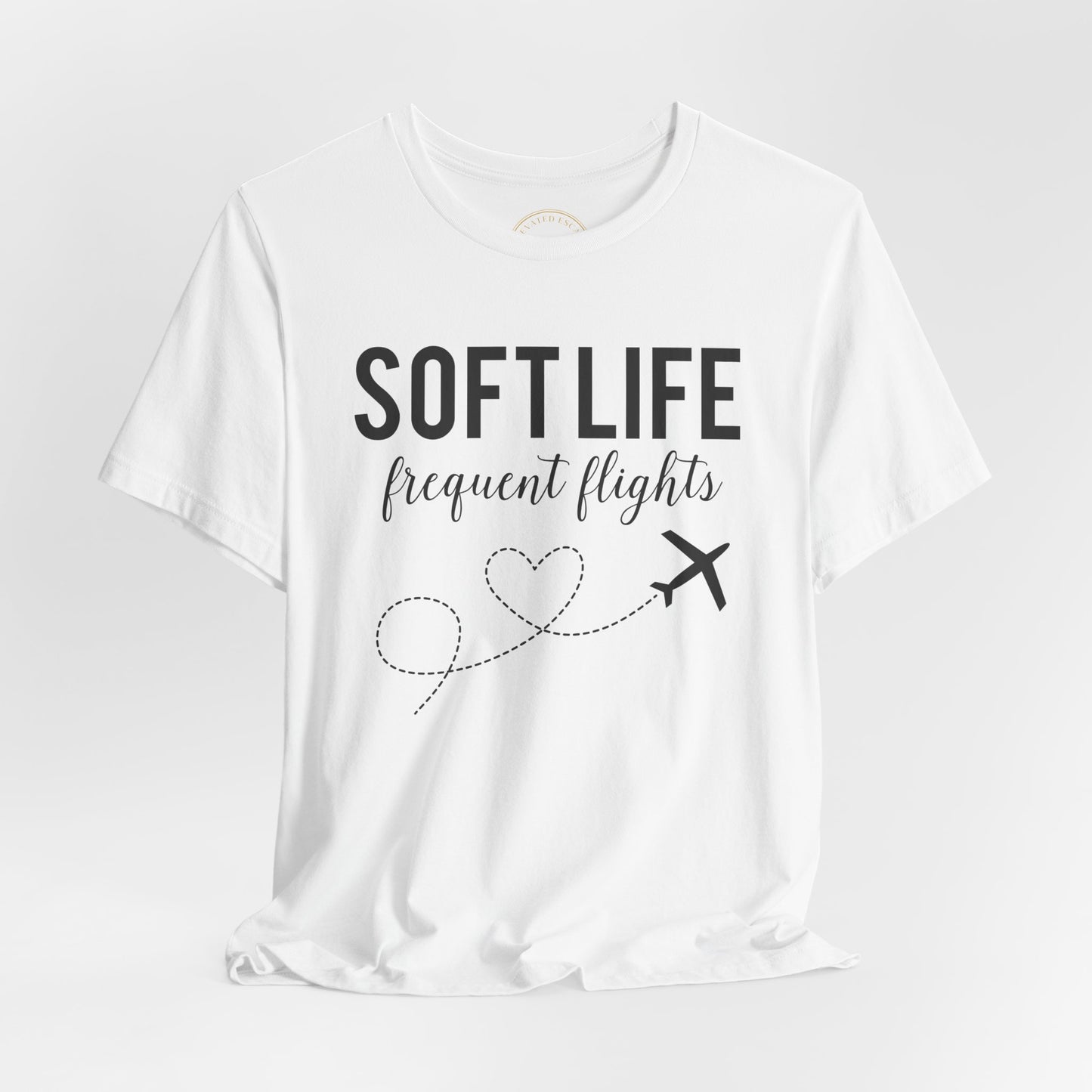 Soft Life frequent flights Tee | Travel airplane heart design
