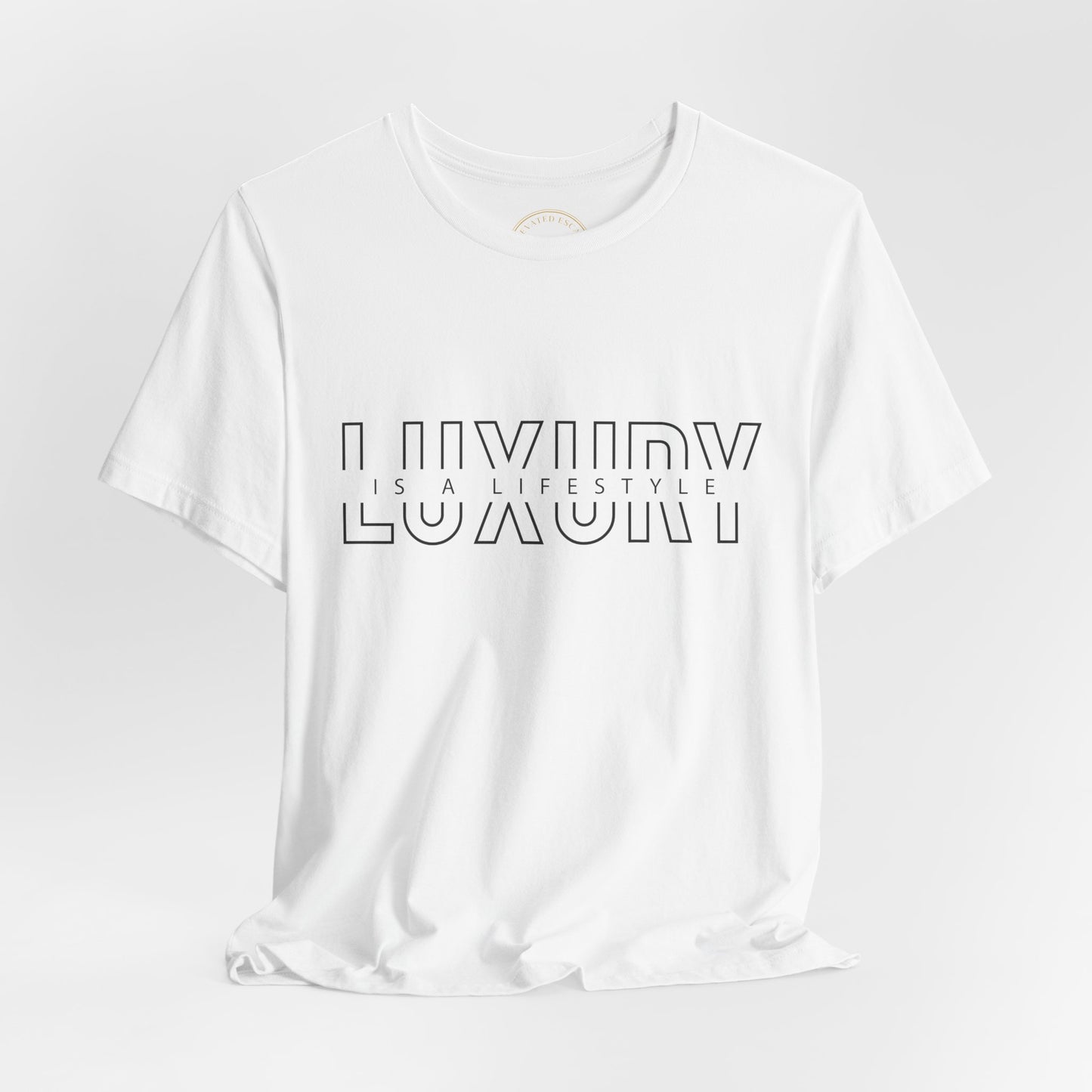 LUXURY Outline Tee | White Graphic T-Shirt, Minimal Text Design