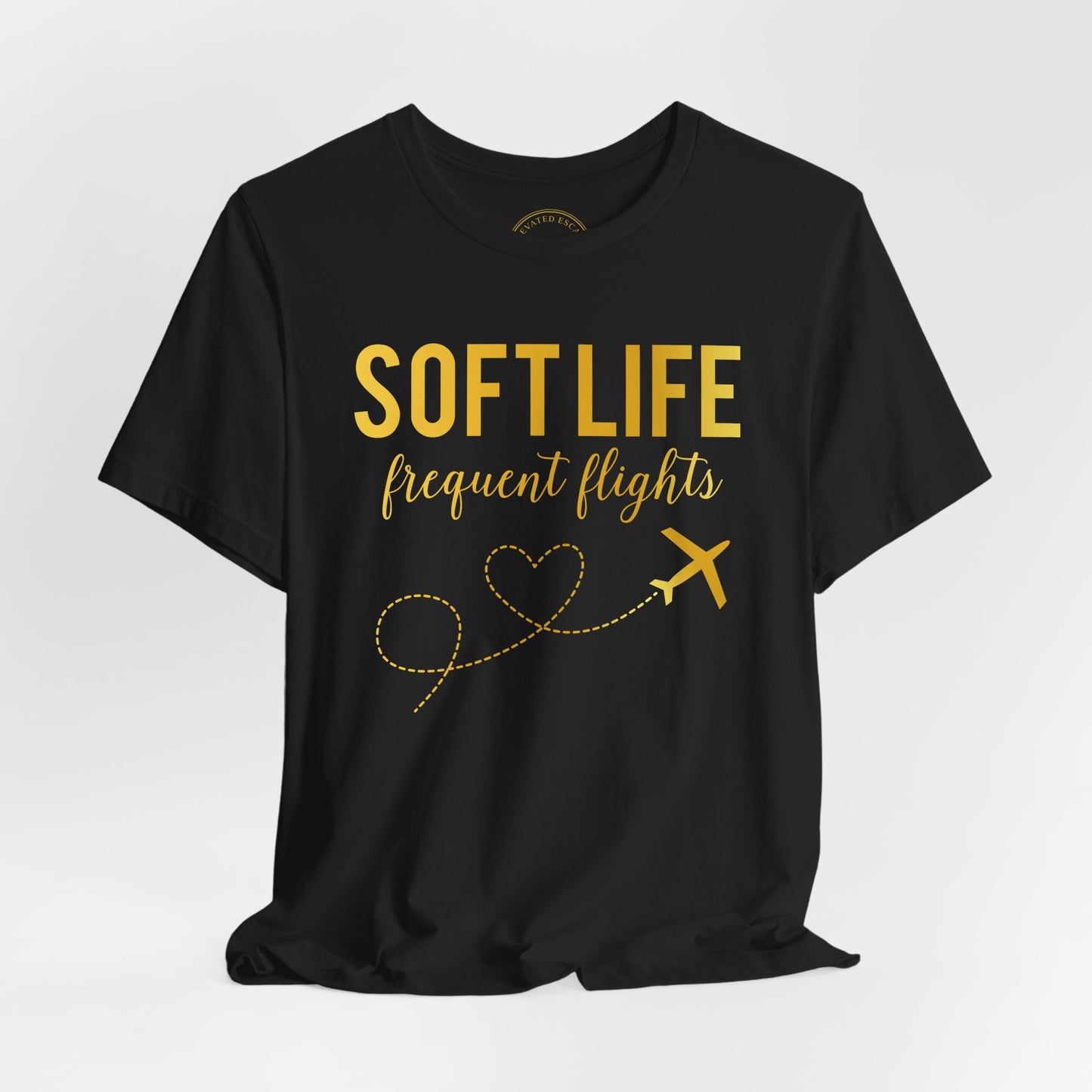 Soft Life frequent flights Tee | Travel airplane heart design