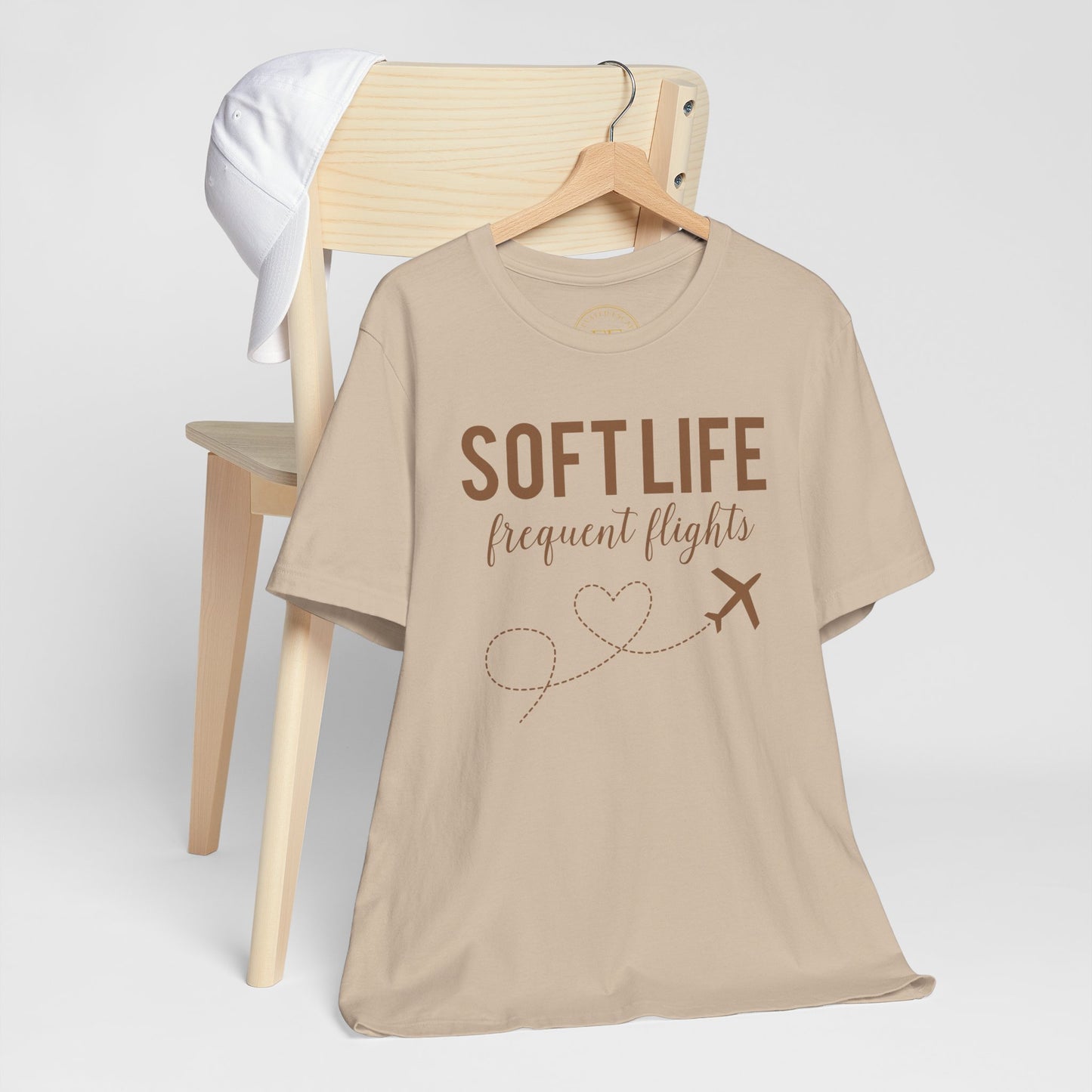 Soft Life frequent flights Tee | Travel Plane Heart Graphic Shirt