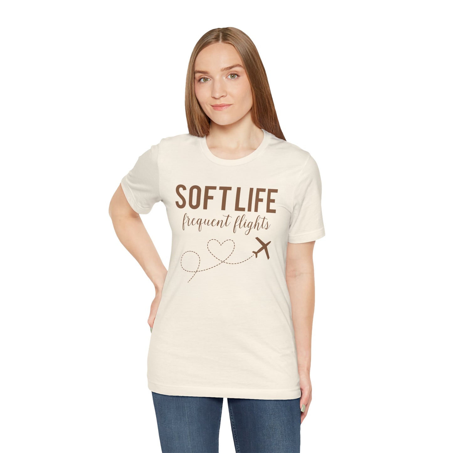 Soft Life frequent flights Tee | Travel Plane Heart Graphic Shirt