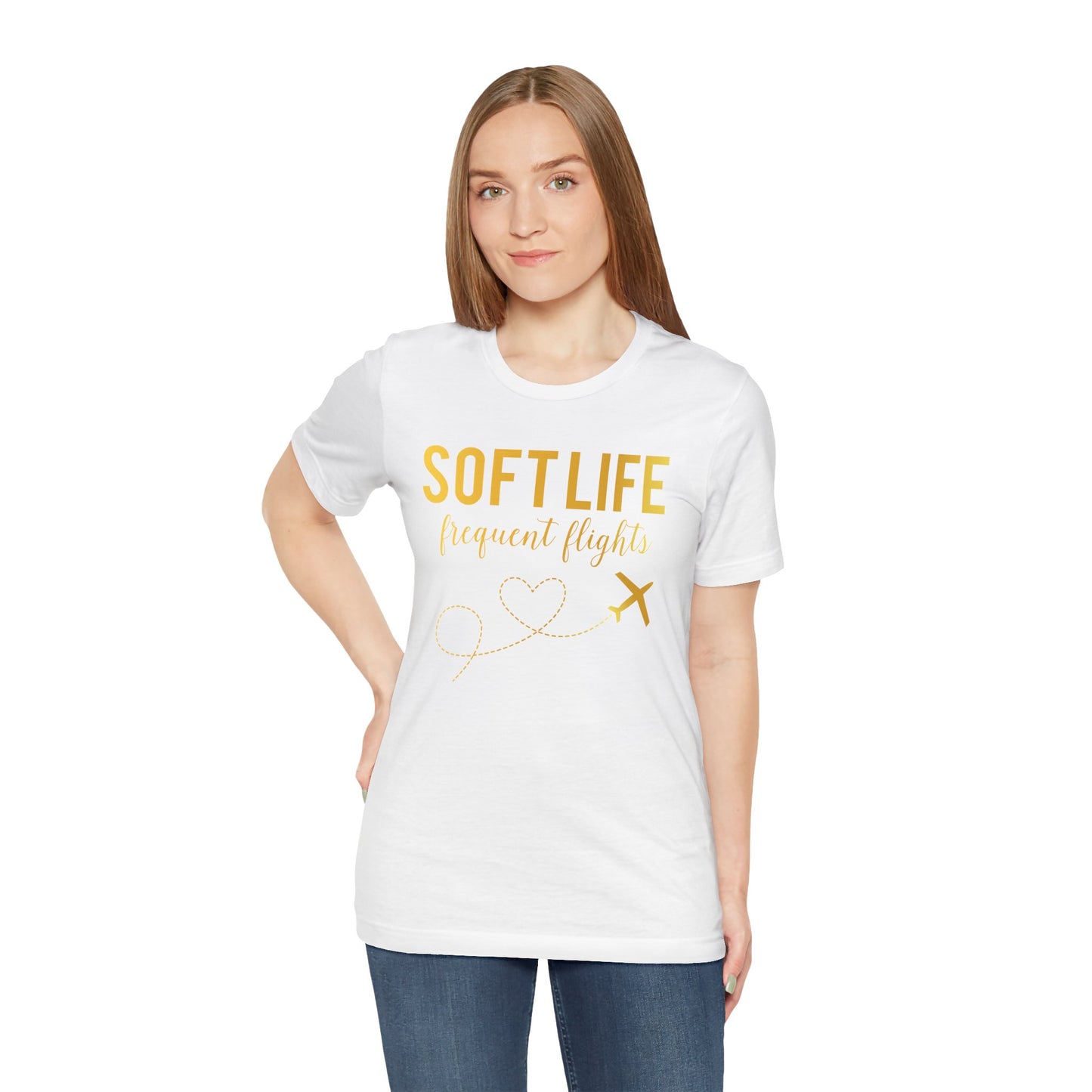 Soft Life frequent flights Tee | Travel airplane heart design