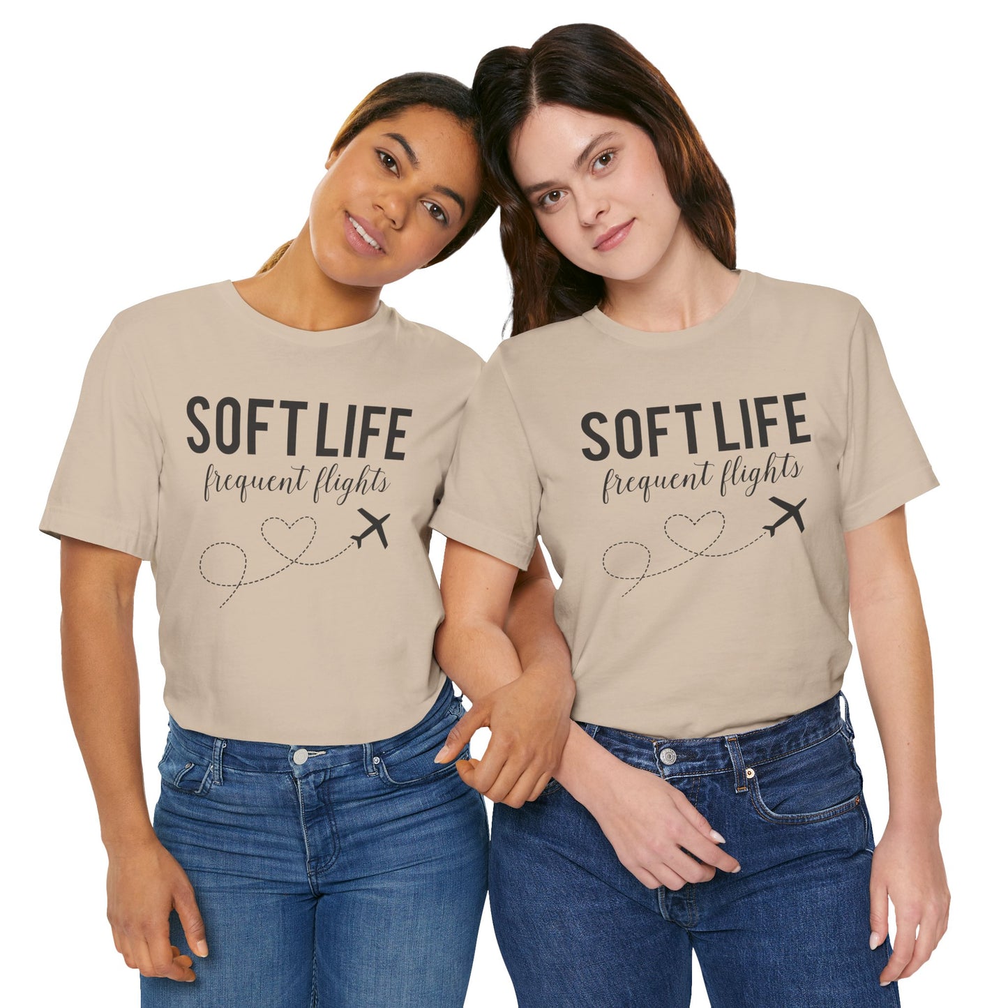Soft Life frequent flights Tee | Travel airplane heart design