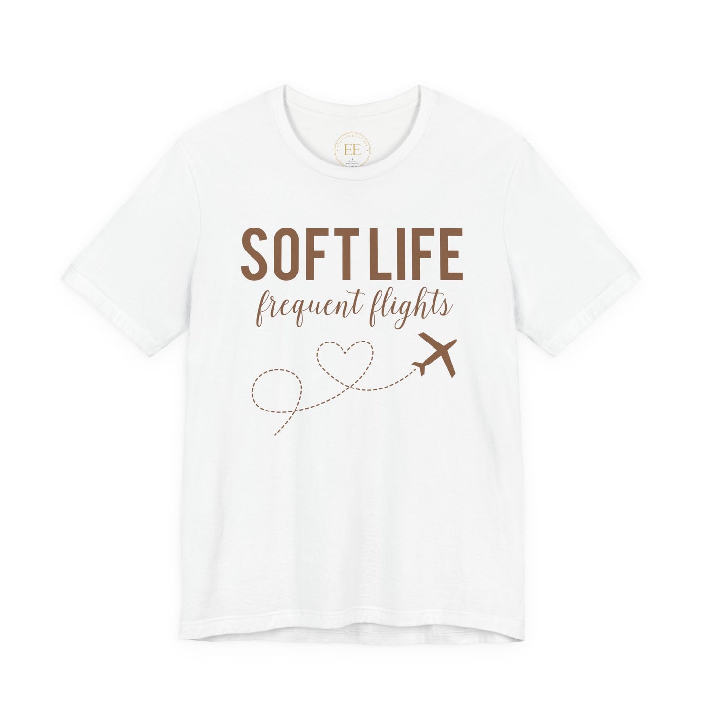 Soft Life frequent flights Tee | Travel Plane Heart Graphic Shirt