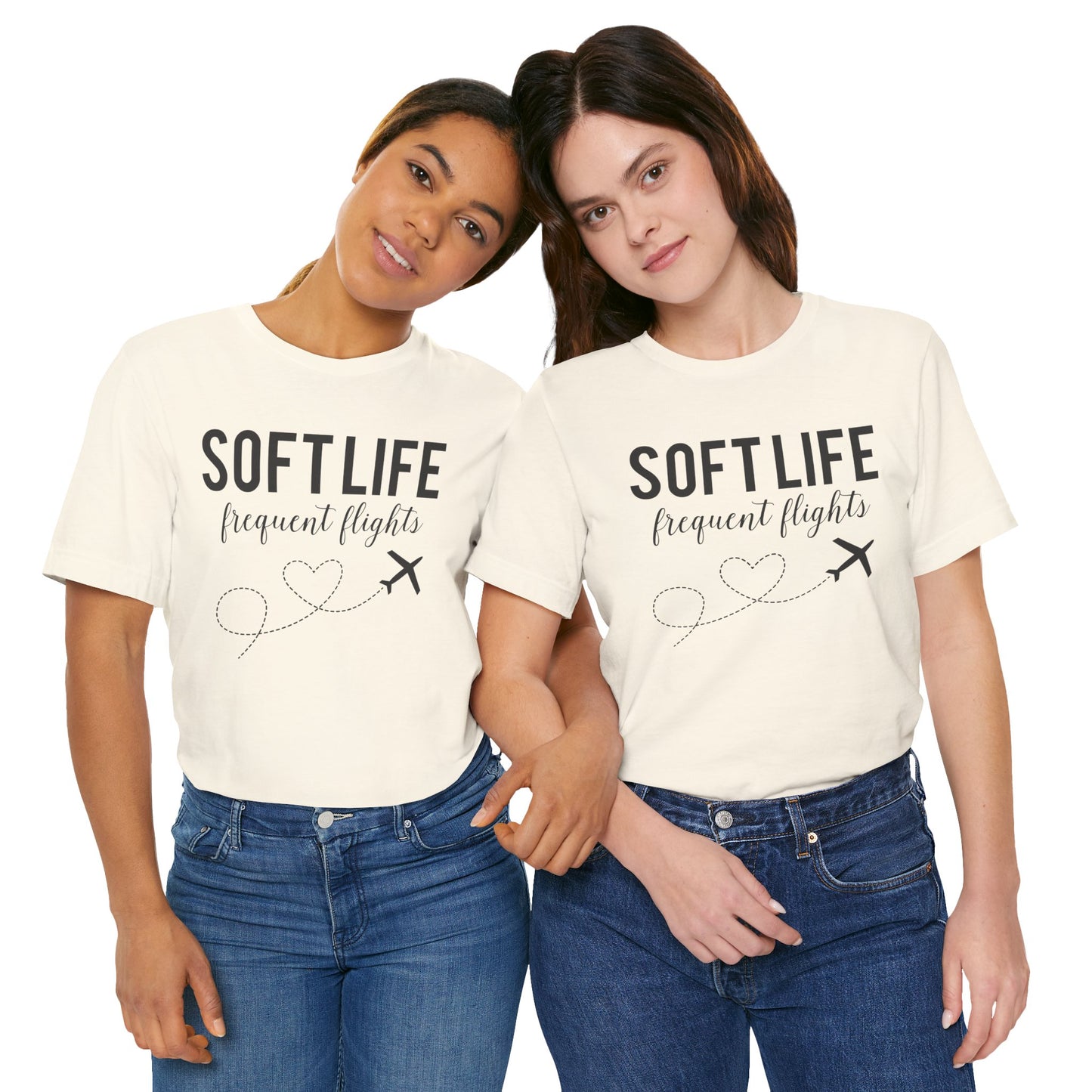 Soft Life frequent flights Tee | Travel airplane heart design