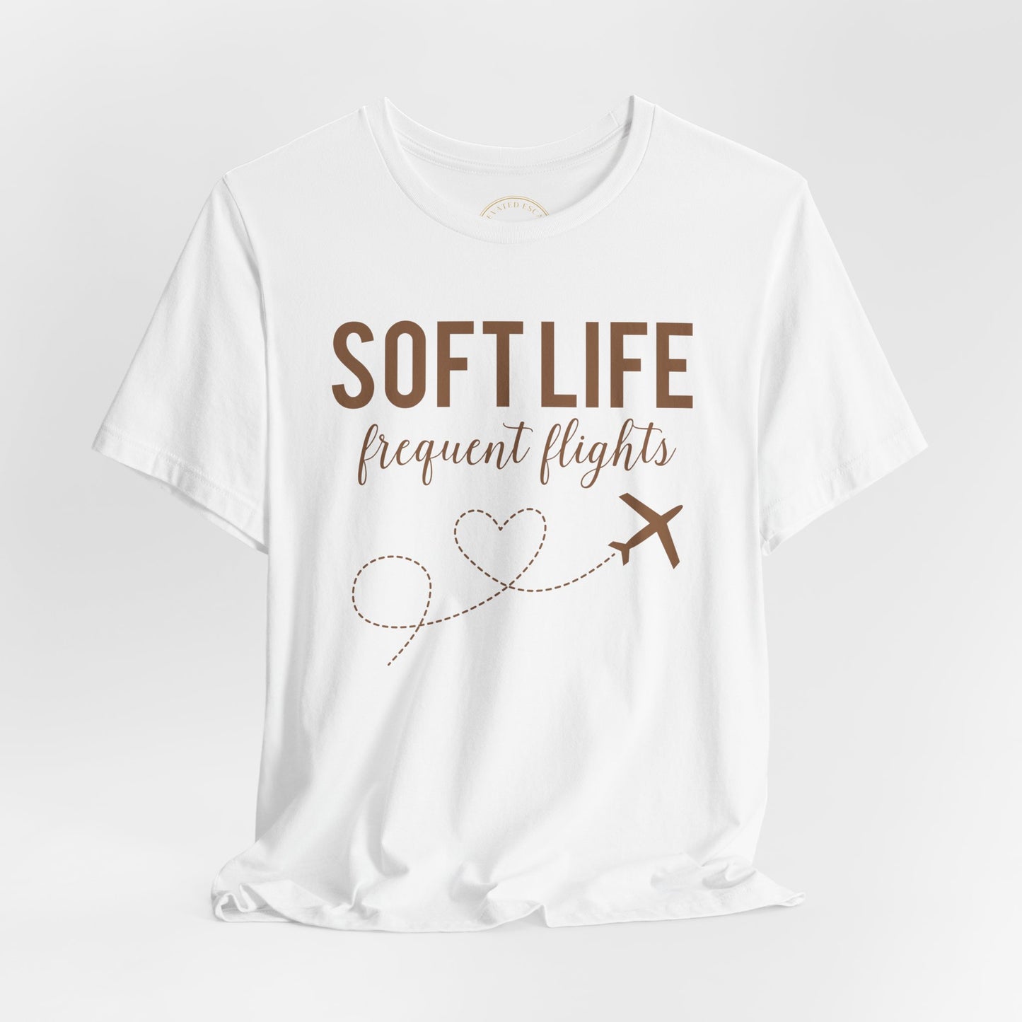 Soft Life frequent flights Tee | Travel Plane Heart Graphic Shirt