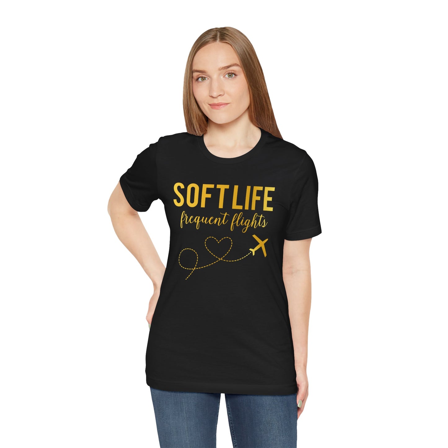 Soft Life frequent flights Tee | Travel airplane heart design