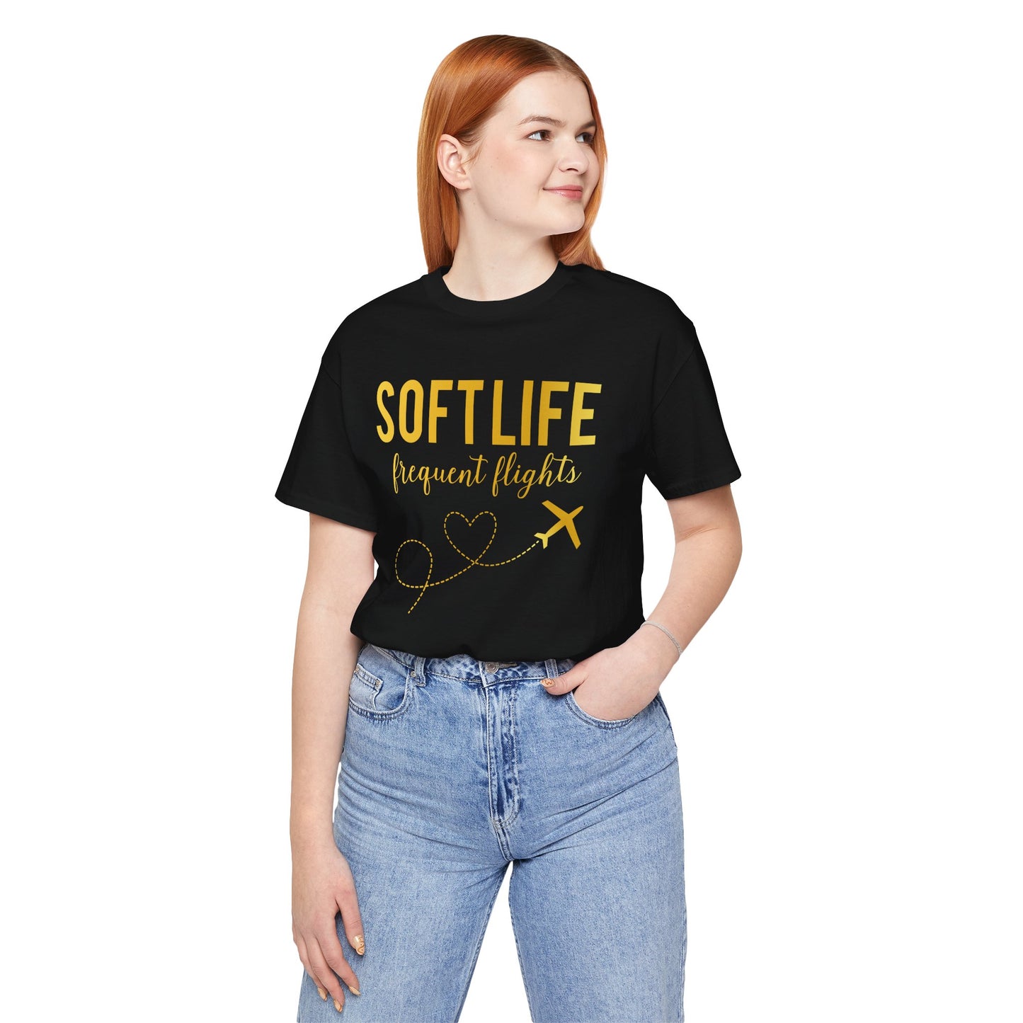 Soft Life frequent flights Tee | Travel airplane heart design